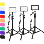 3 Packs 70 LED Video Light with Adjustable Tripod Stand/Color Filters, Obeamiu 5600K USB Studio Lighting Kit for Tablet/Low Angle Shooting, Collection Portrait YouTube
