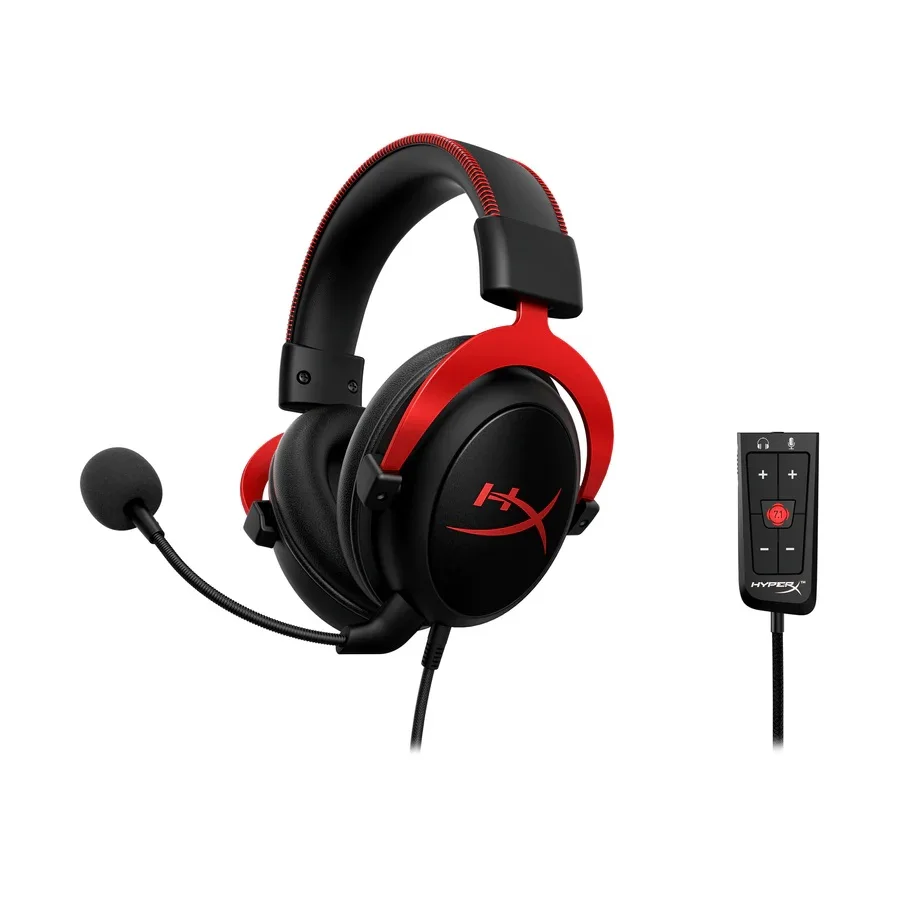 415094155.webp HyperX Cloud II Gaming Headset – Wired Stereo Over-Ear Mic for PC PS4 PS5 Red - Image 1